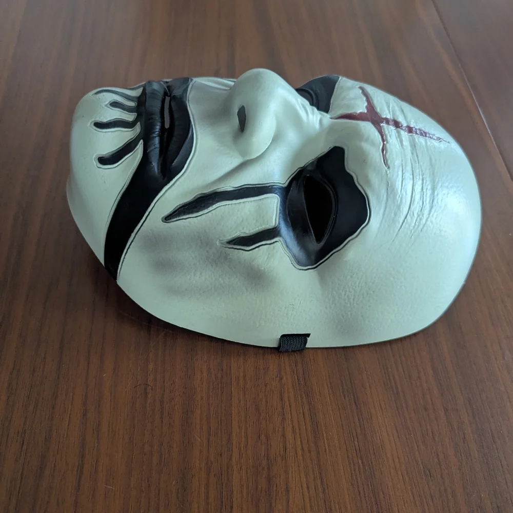 Scary Halloween Costume Black Tears Upside Down Cross Masquerade Mask Pre Owned